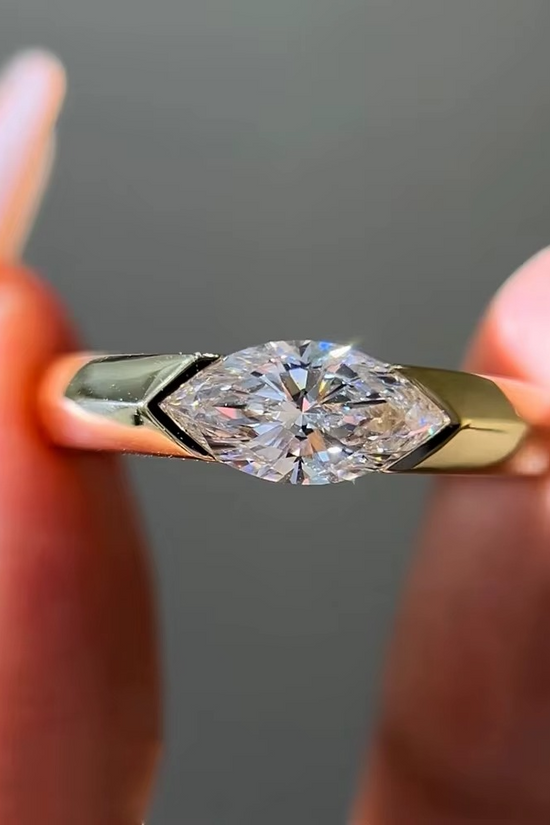 S925 Marquise Cut 1ct Moisannite Ring