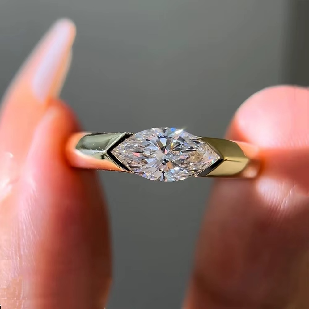 S925 Marquise Cut 1ct Moisannite Ring