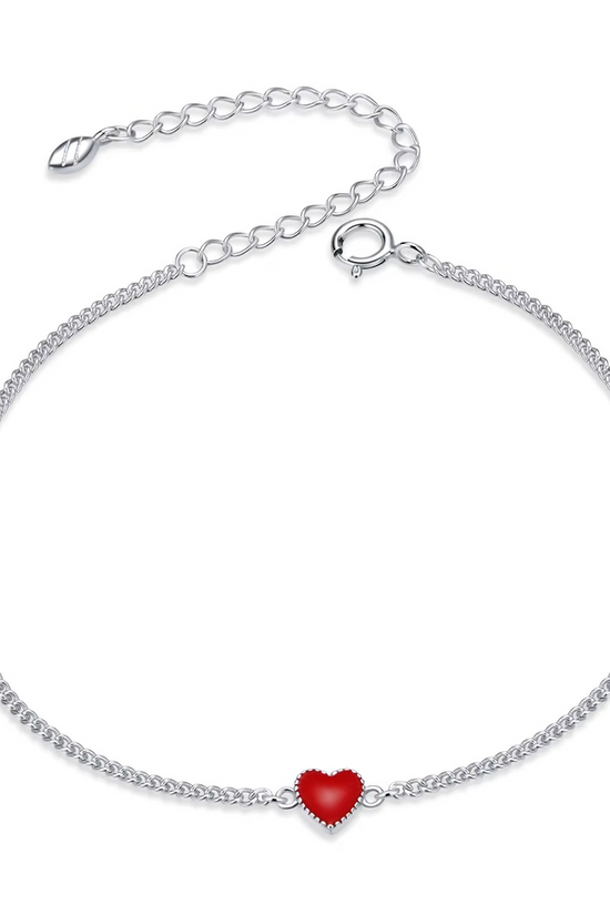 S925 Enamel Red Heart Bracelet