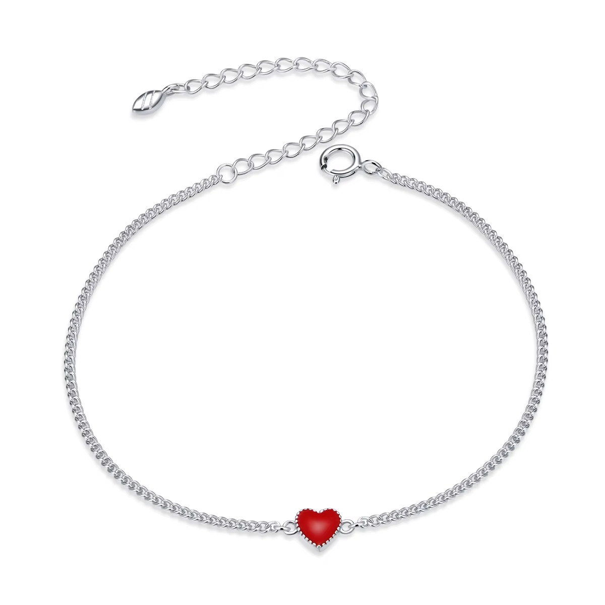 S925 Enamel Red Heart Bracelet