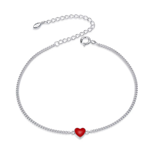 S925 Enamel Red Heart Bracelet