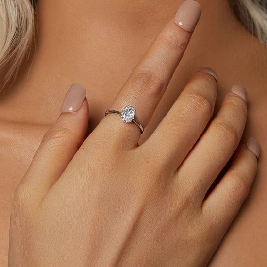 S925 1CT Moissanite Oval Solitaire Ring