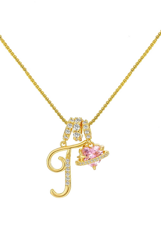 Initials Pink Zirconia Necklace