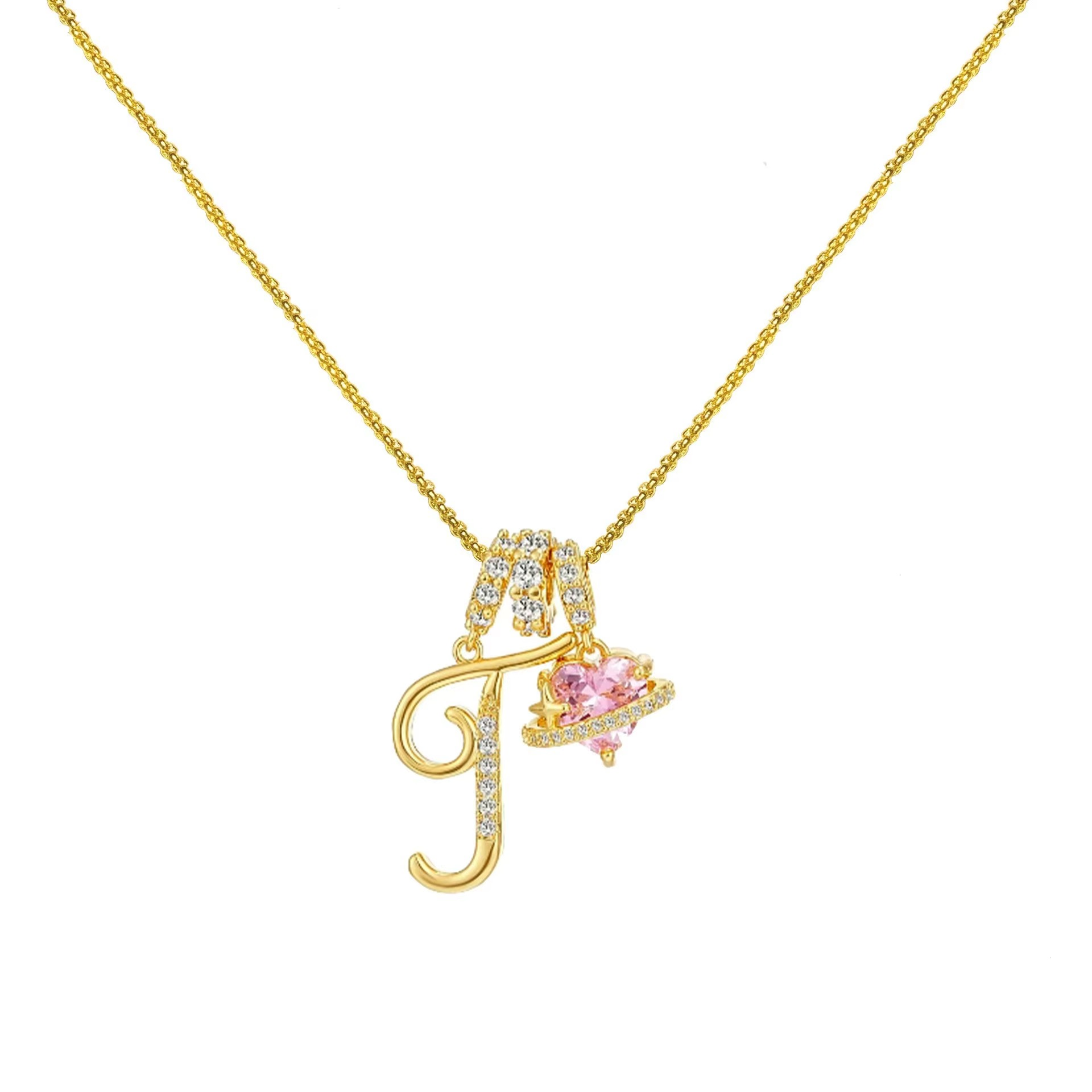 Initials Pink Zirconia Necklace