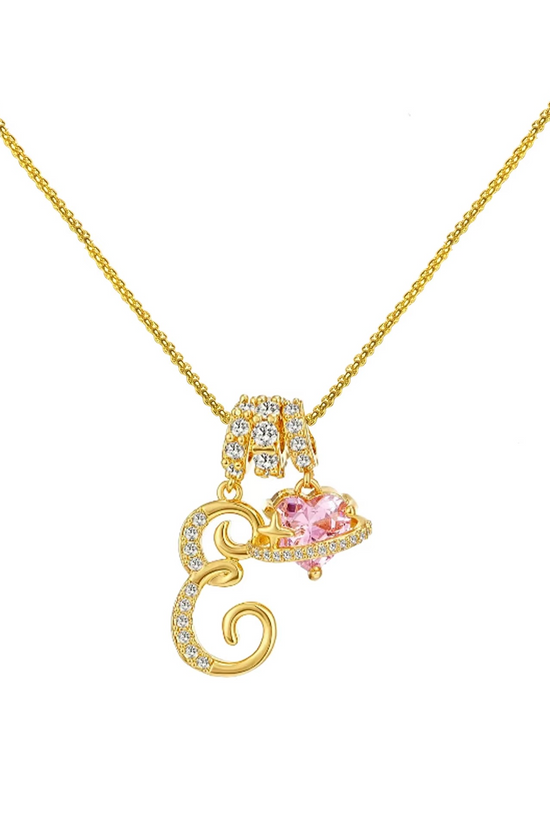 Initials Pink Zirconia Necklace