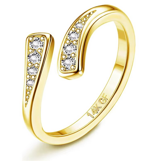 Gold Filled Hug Toe Ring with Crystals