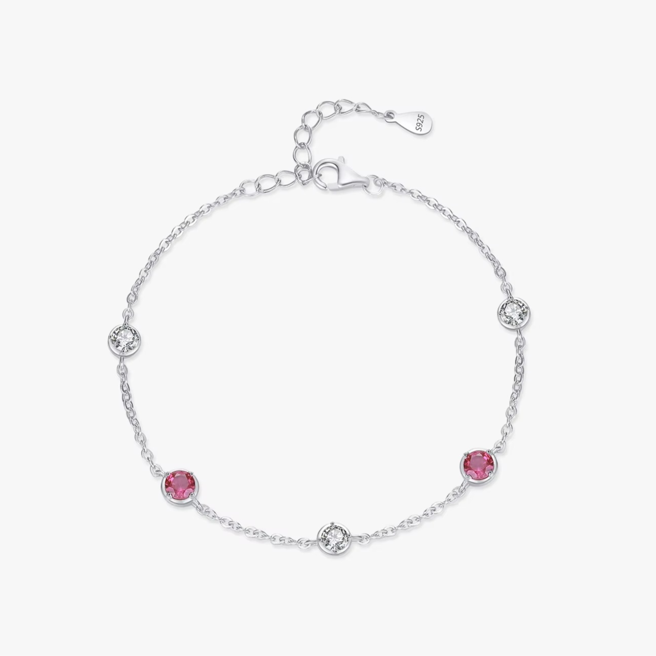 S925 Zircon Rubies Bracelet