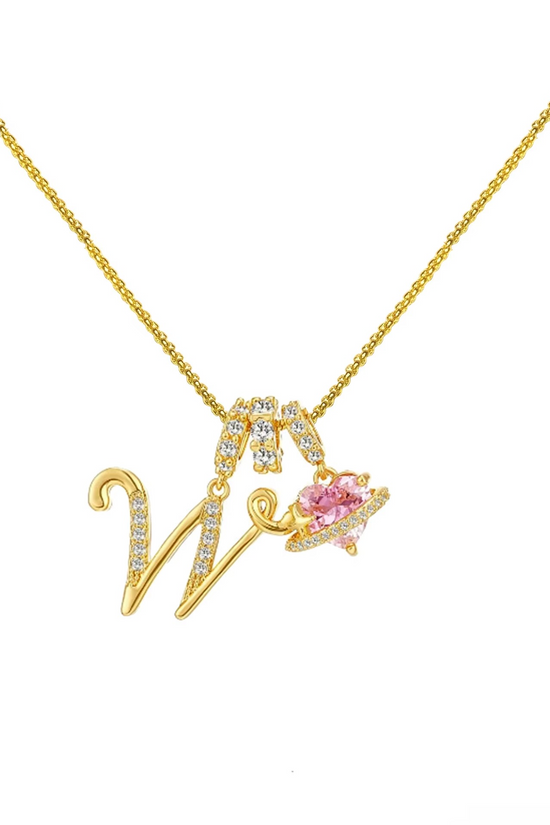 Initials Pink Zirconia Necklace