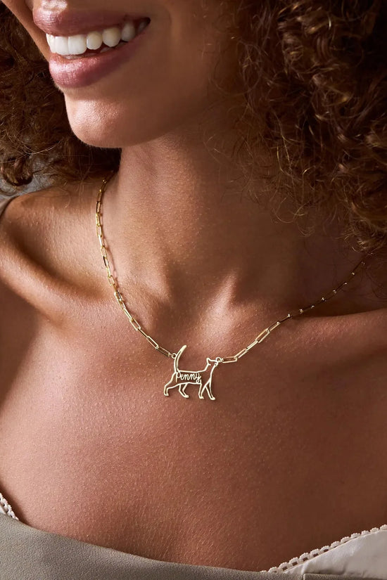 Personalized Silhouette Cat Necklace