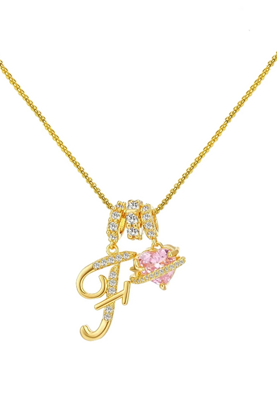 Initials Pink Zirconia Necklace
