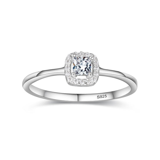 S925 Princess Halo Zirconia Ring