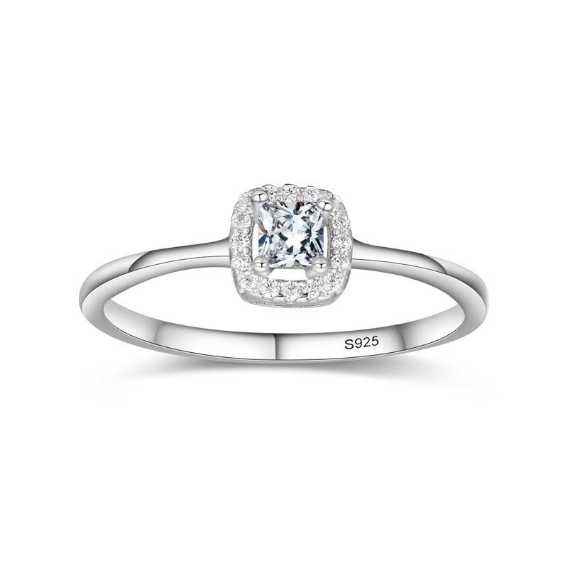 S925 Princess Halo Zirconia Ring