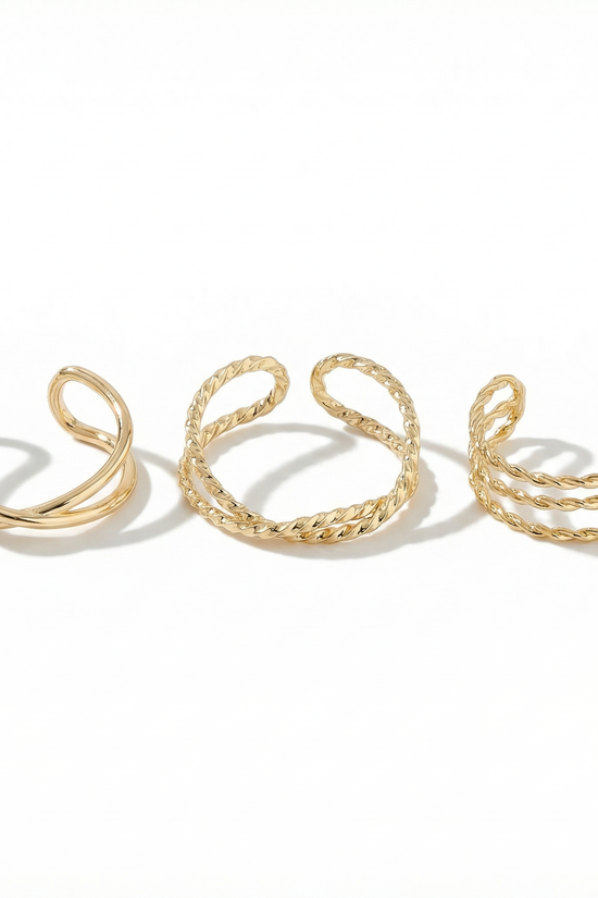 3 Toe Rings Bundle Gold Plated