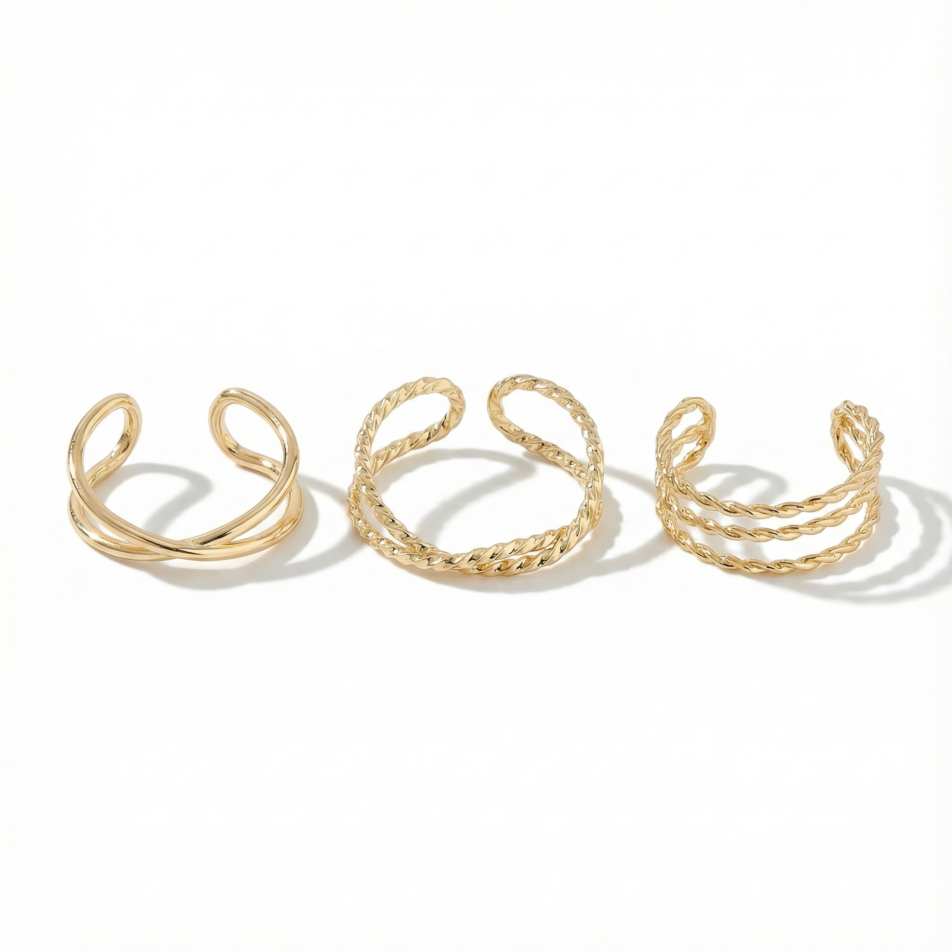 3 Toe Rings Bundle Gold Plated