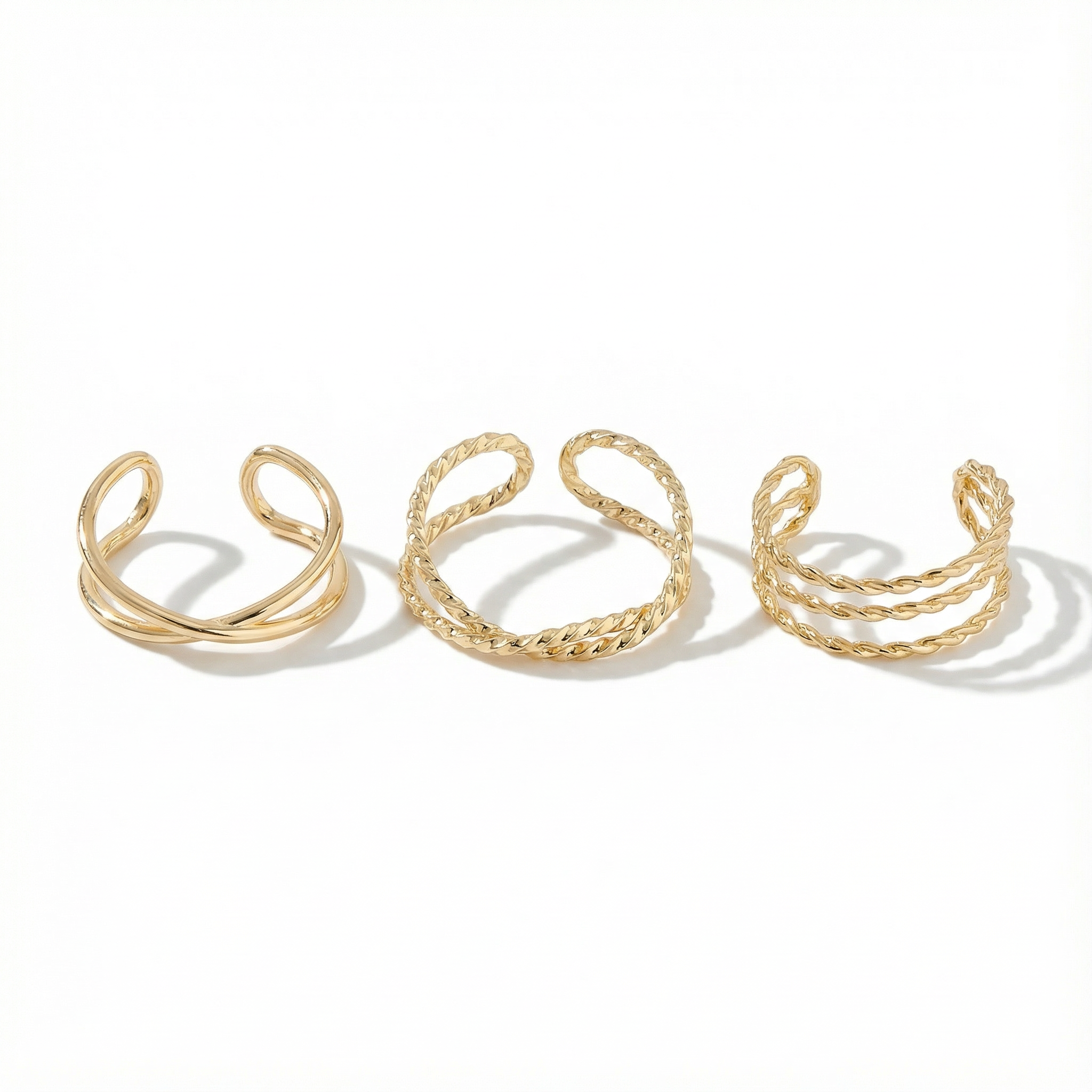 3 Toe Rings Bundle Gold Plated