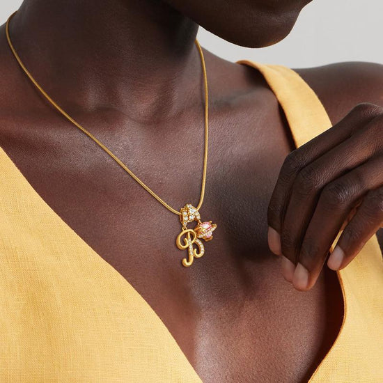 Initials Pink Zirconia Necklace