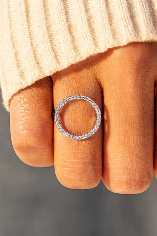 S925 Hollow Circle Cubic Zirconia Ring