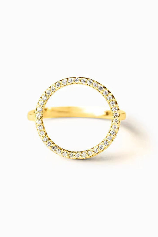 S925 Hollow Circle Cubic Zirconia Ring