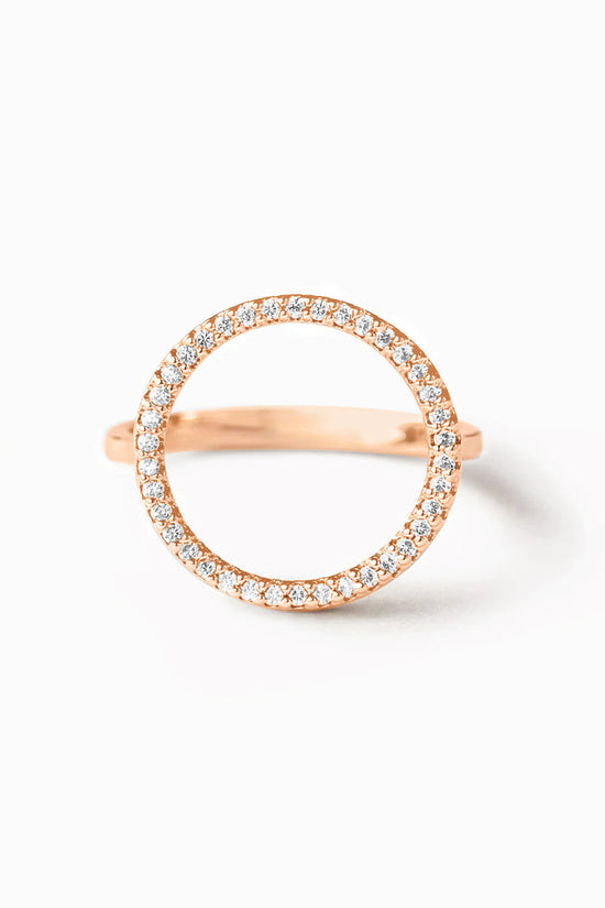 S925 Hollow Circle Cubic Zirconia Ring